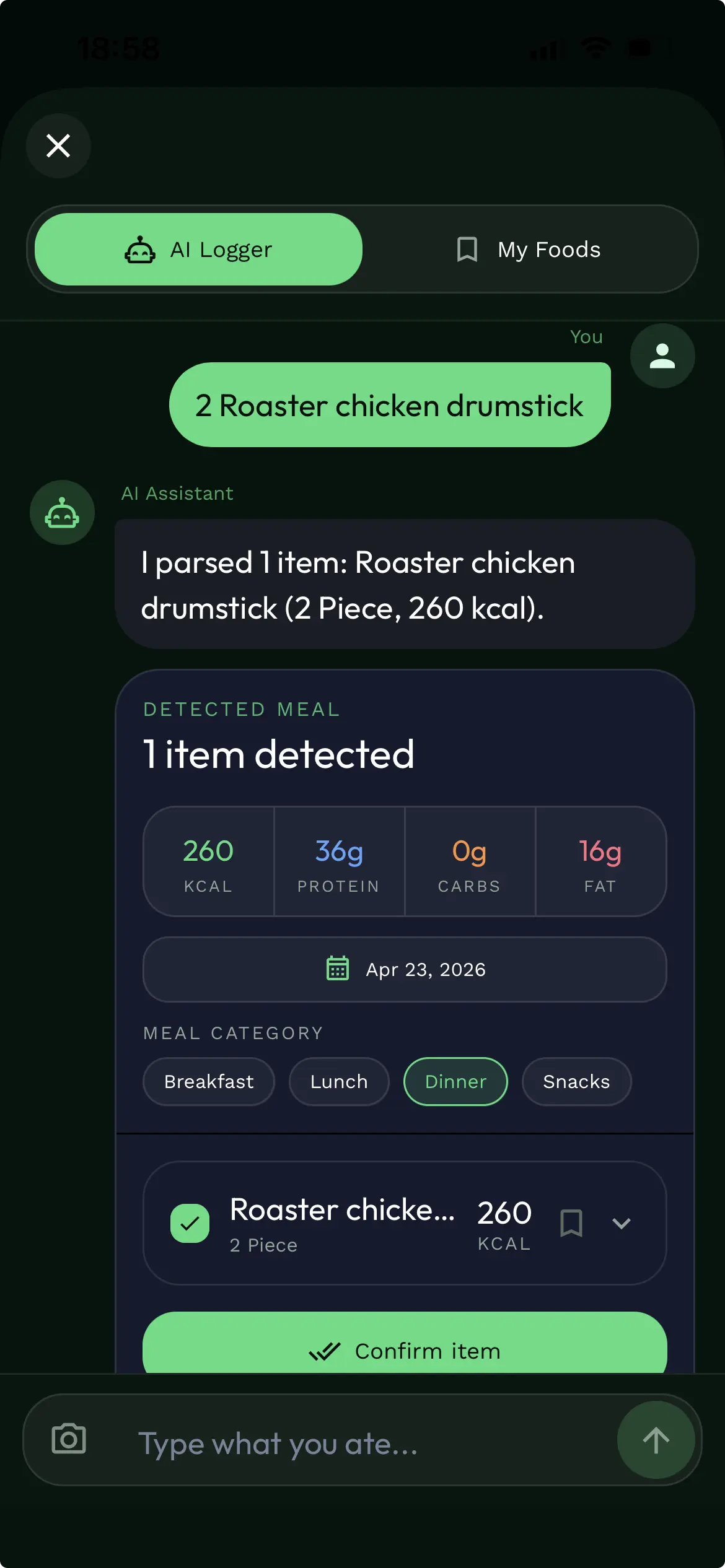 CaloriFit app insights screen